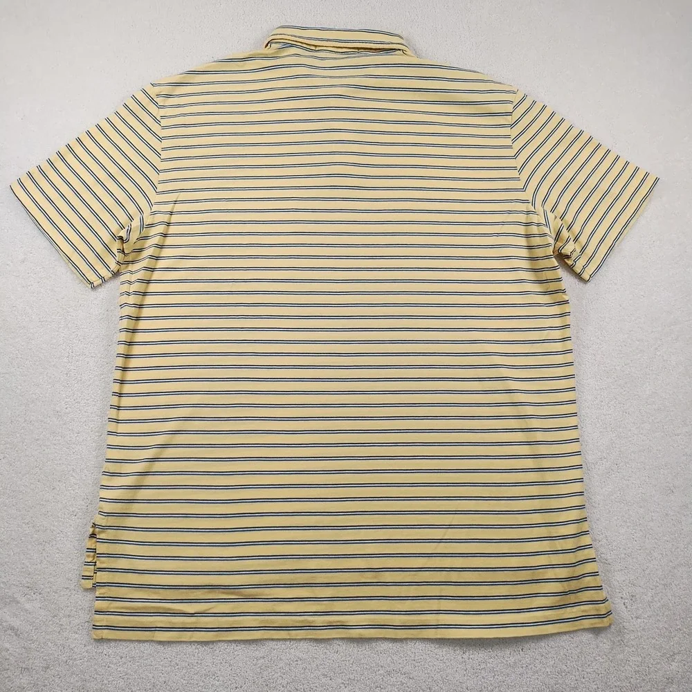 Vintage Polo Ralph Lauren Shirt Men's Large Yellow Striped S/S Casual Pony 90's
